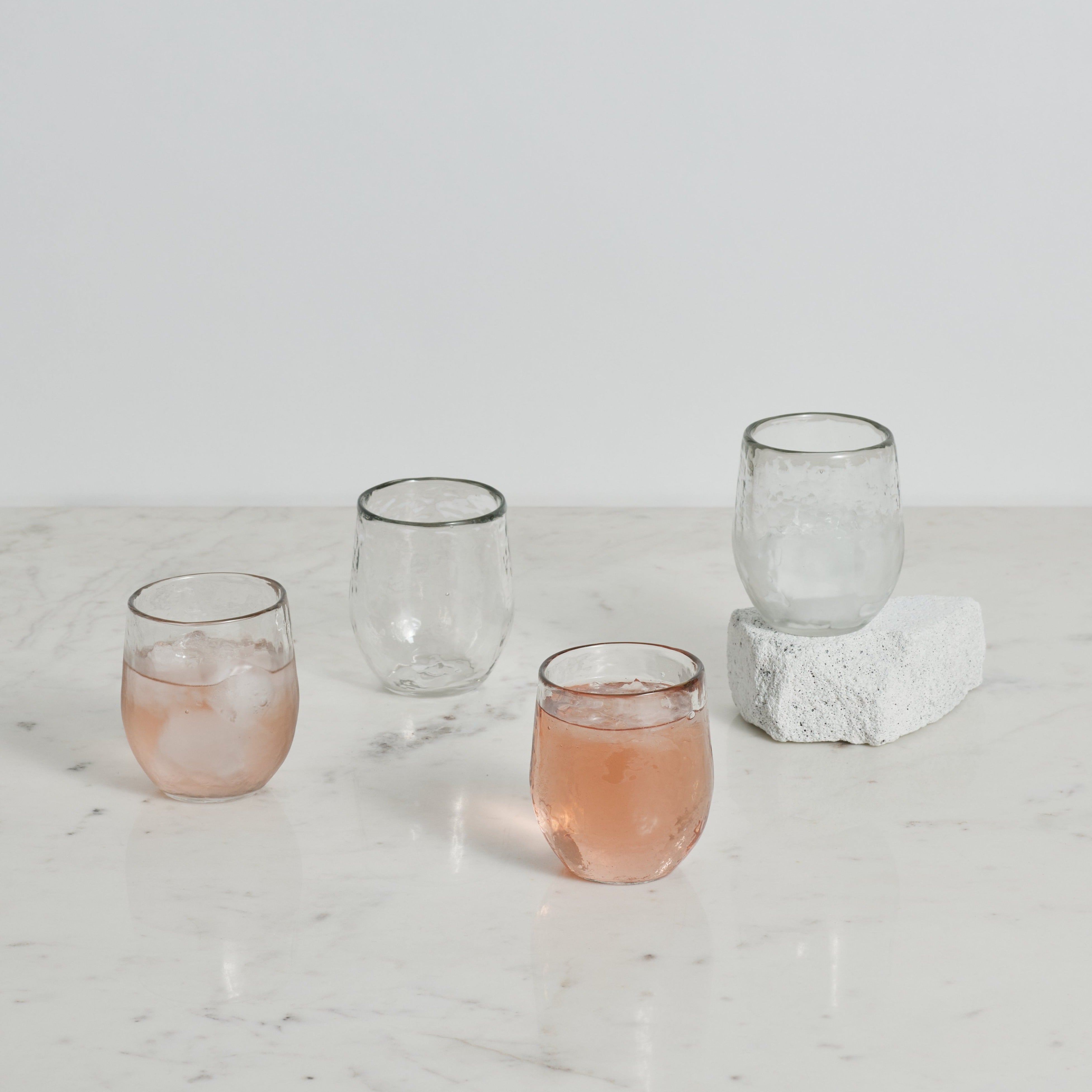 Pebbled Spirits Glasses, Set of 4 - Sea GReen Designs