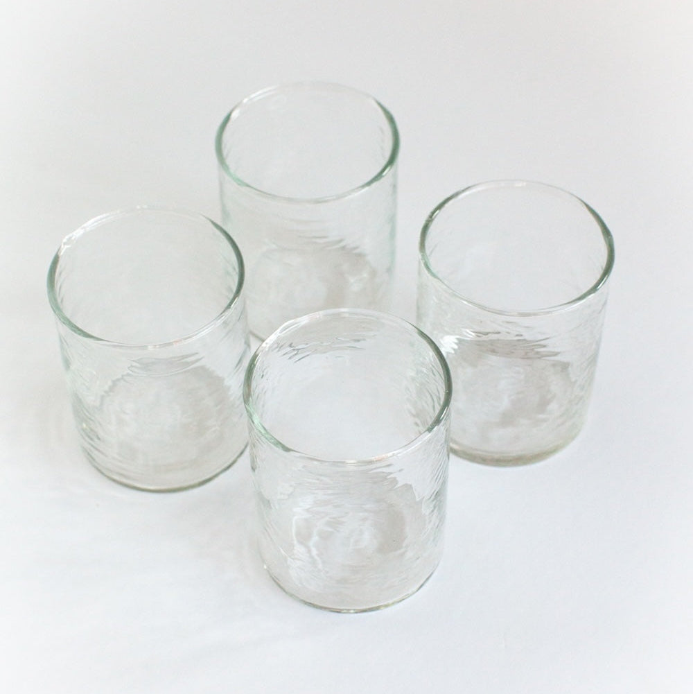 Recycled Hammered Glasses, Set of 4 - Sea Green Designs