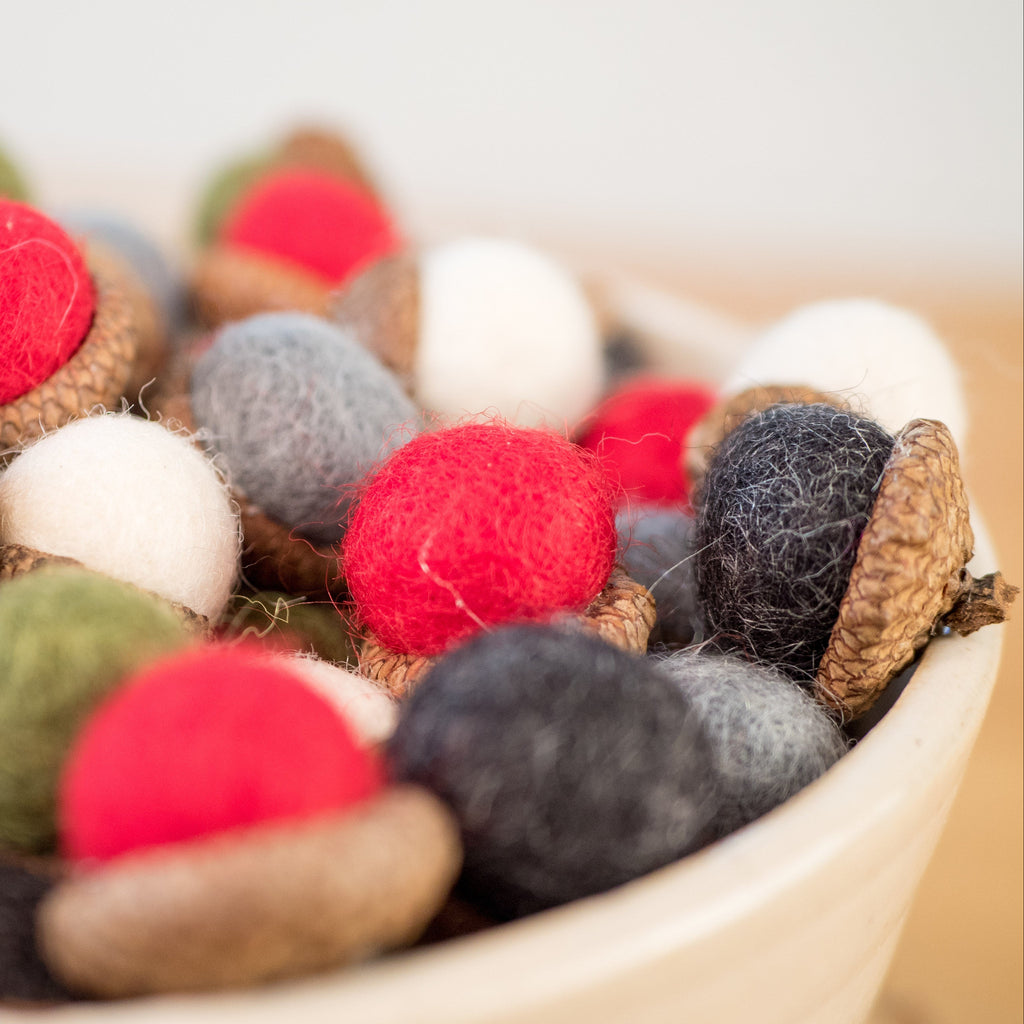 Felt Christmas Acorns, Set of 15 - Sea Green Designs