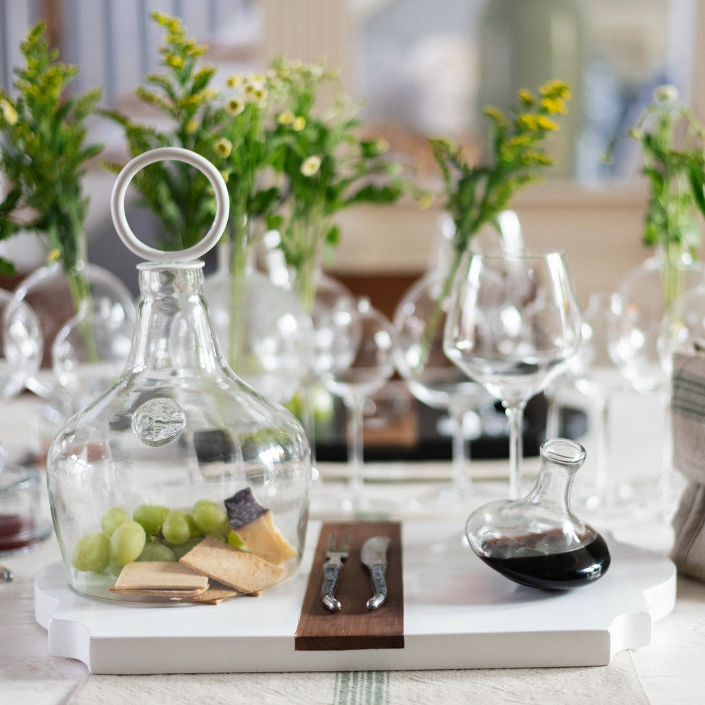 Trefoil Wood Cheese Board Charger in White - Sea Green Designs