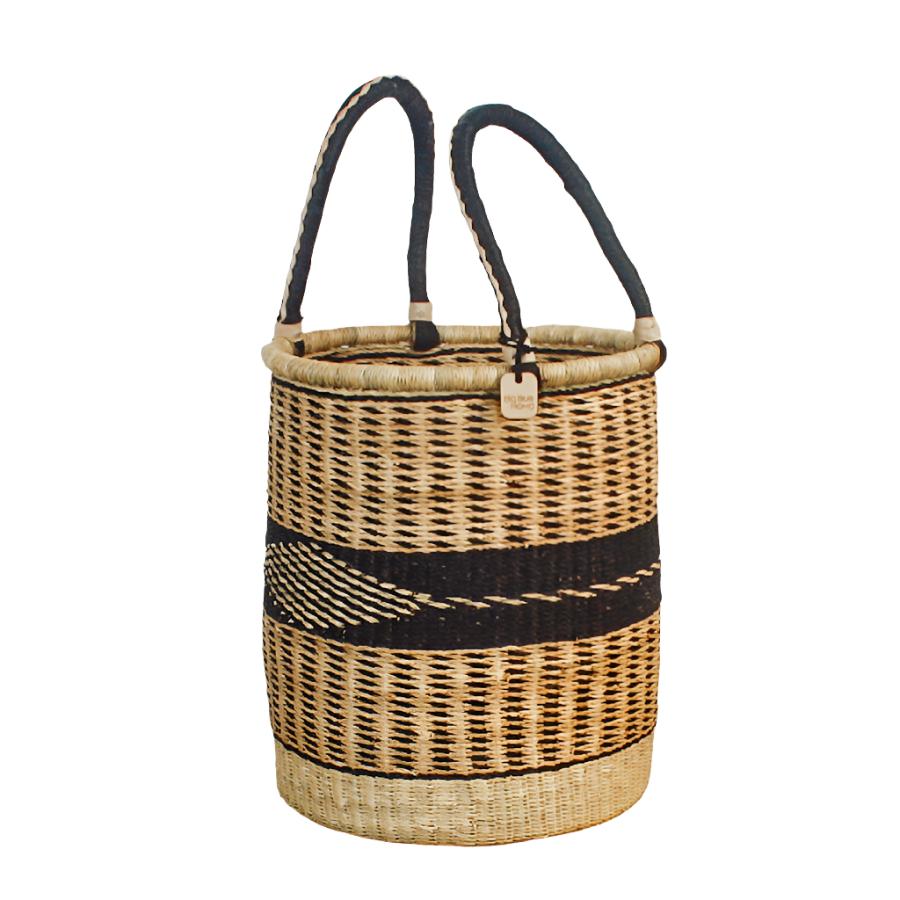  Laundry Hamper Natural Palette Bolga Baskets - Sea Green Designs