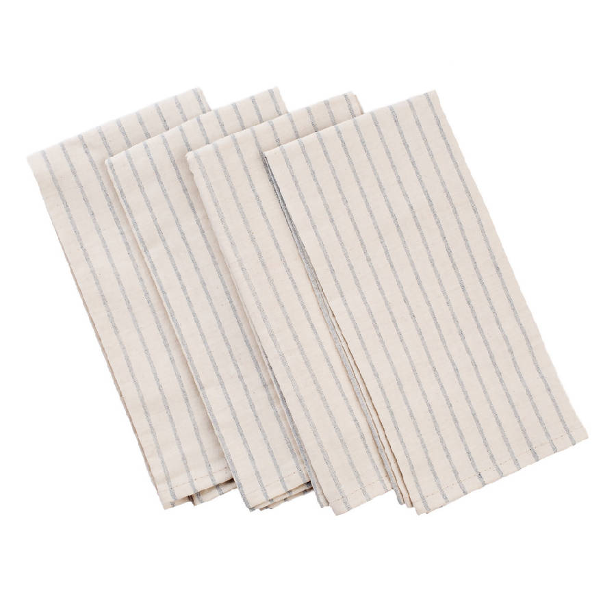 Natural Striped Cotton Napkin, Set Of 4 - Sea Green Designs