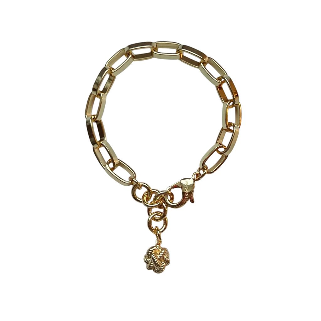 Chunky Divinity Knot Bracelet in Gold - Sea Green Designs