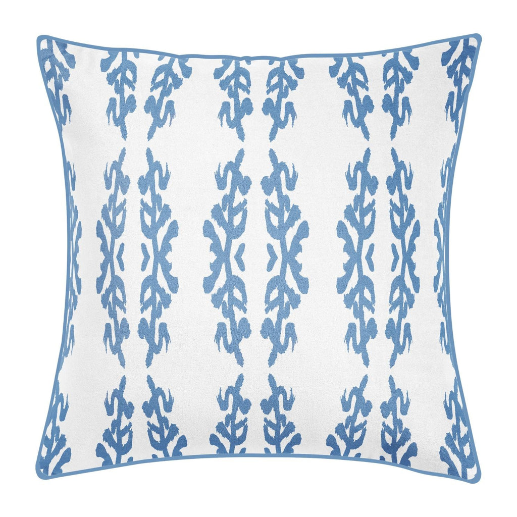 Coral Gardens Embroidered 22x22 Pillow in Blue - Sea Green Designs