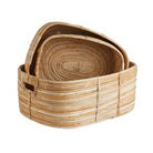 Cane Rattan Rectangular Baskets, Set of 3 - Sea Green Designs