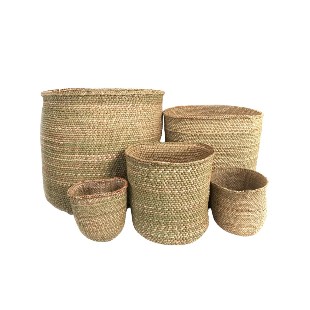 Iringa Basket Natural - Sea Green Designs