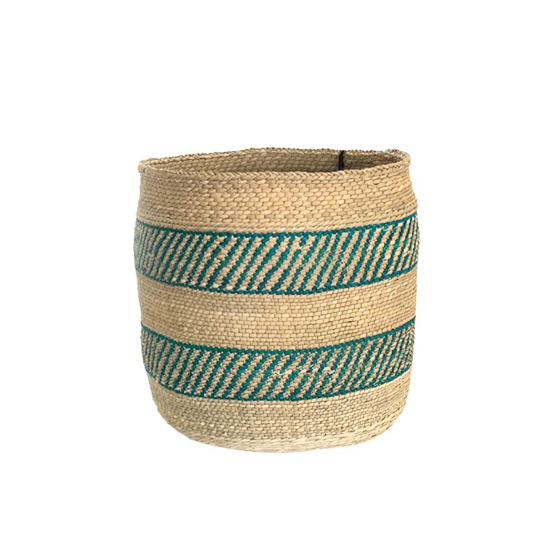 Iringa Basket in Turquoise Stripe - Sea Green Designs