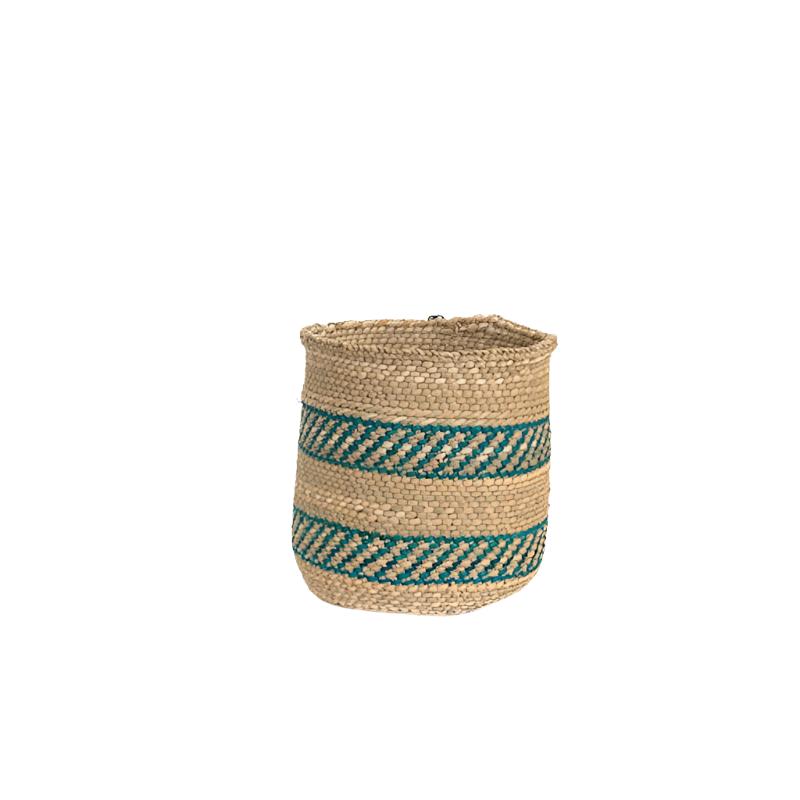 Iringa Basket in Turquoise Stripe - Sea Green Designs