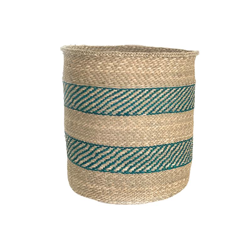 Iringa Basket in Turquoise Stripe - Sea Green Designs