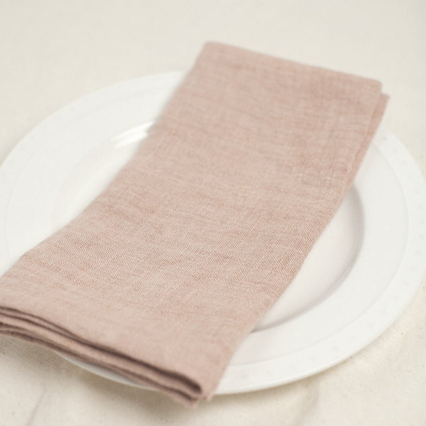 Stone Washed Linen Napkins, Blush, Set of 4 - Sea Green Designs