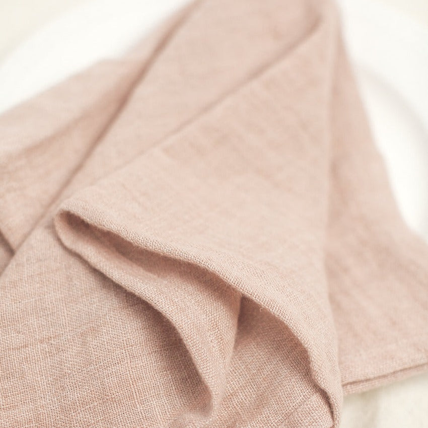 Stone Washed Linen Napkins, Blush, Set of 4 - Sea Green Designs