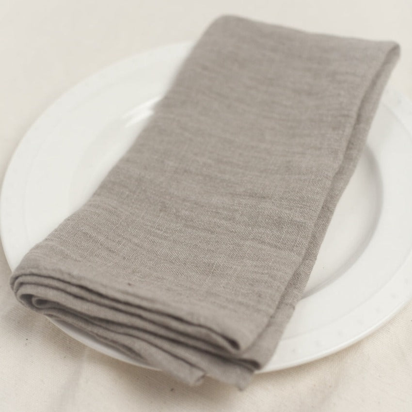 Stone Washed Linen Napkins in Flax, Set of 4 - Sea Green Designs