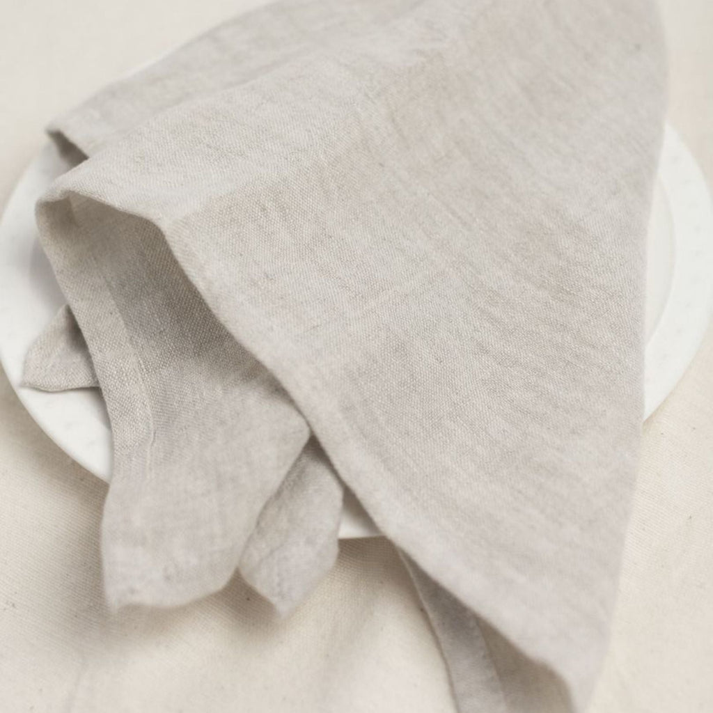 Stone Washed Linen Napkins in Natural, Set of 4 - Sea Green Designs