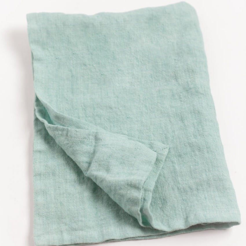 Stone Washed Linen Tea Towel in Ocean Spray - Sea Green Designs