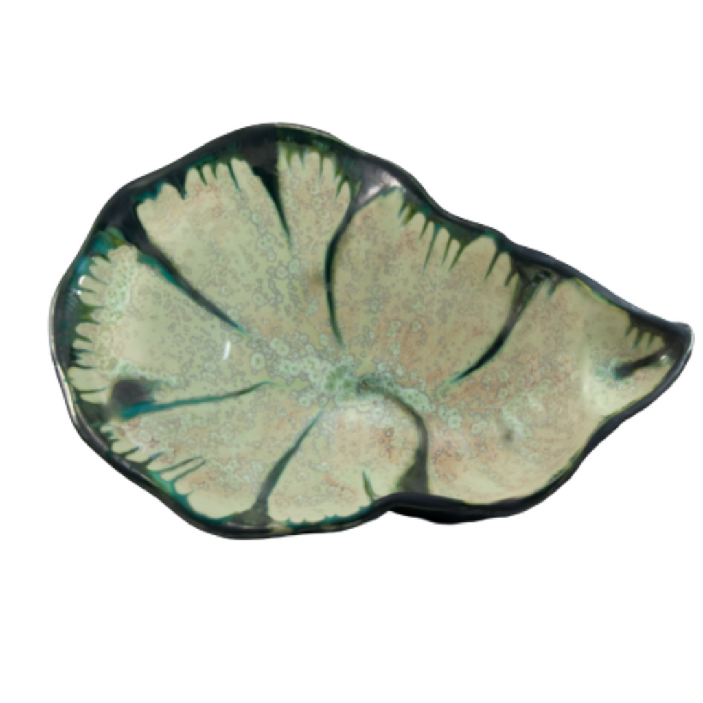 Large Oyster Bowl in Mint and Charcoal-Sea Green Design1
