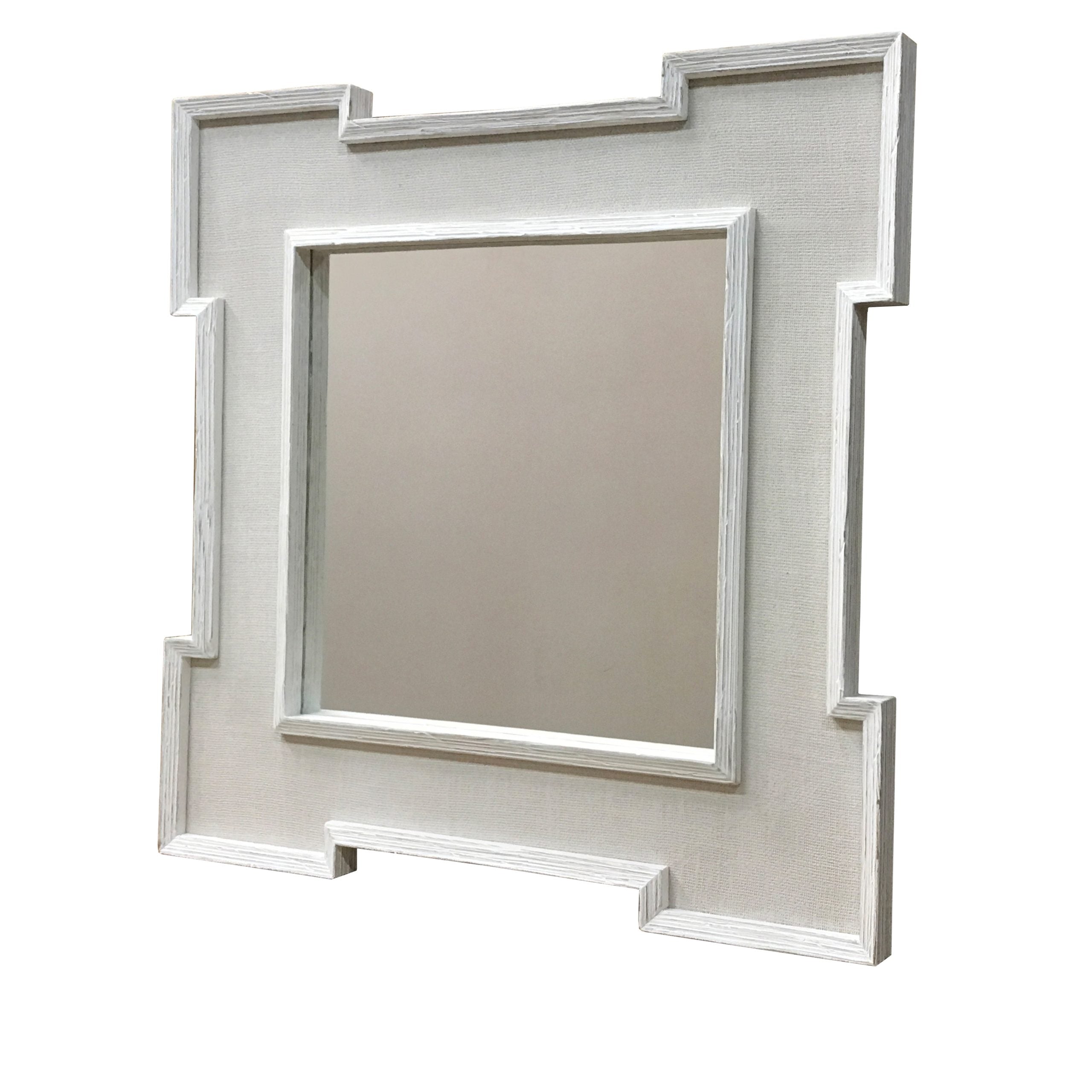 Marcol Dual Burlap Fabric Mirror - Sea Green Designs