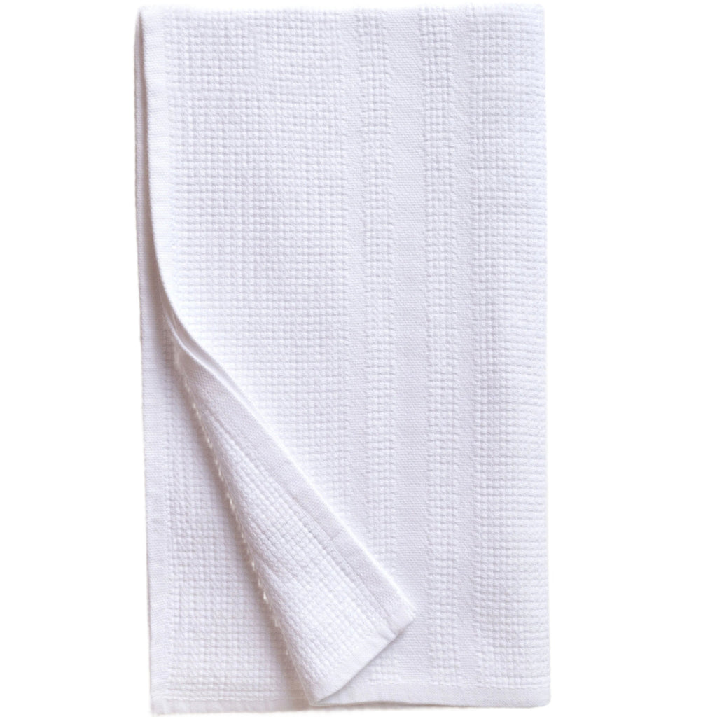 Organic Block Rib Bath Towel in White - Sea Green Designs