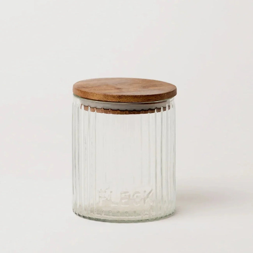 Fluted Glass Storage Jars, Set of 3 - Sea Green Designs