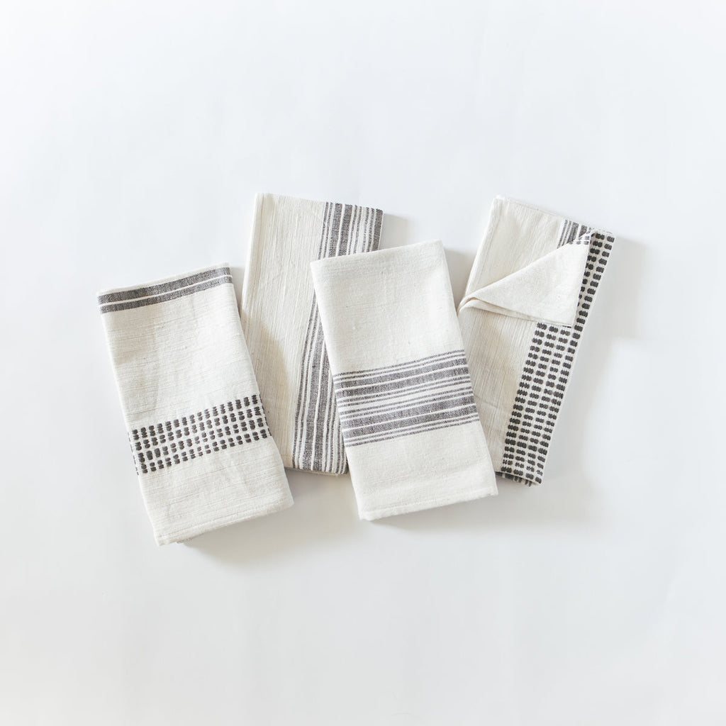 Aden Napkins in Natural And Grey, Set of 4 - Sea Green Designs