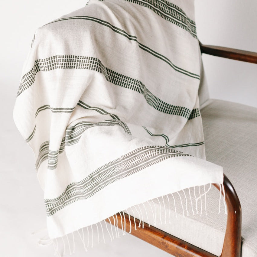 Aden Throw in Natural And Grey - Sea Green Designs