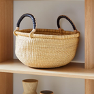 Large Round Two Handle Natural Bolga Baskets - Sea Green Designs