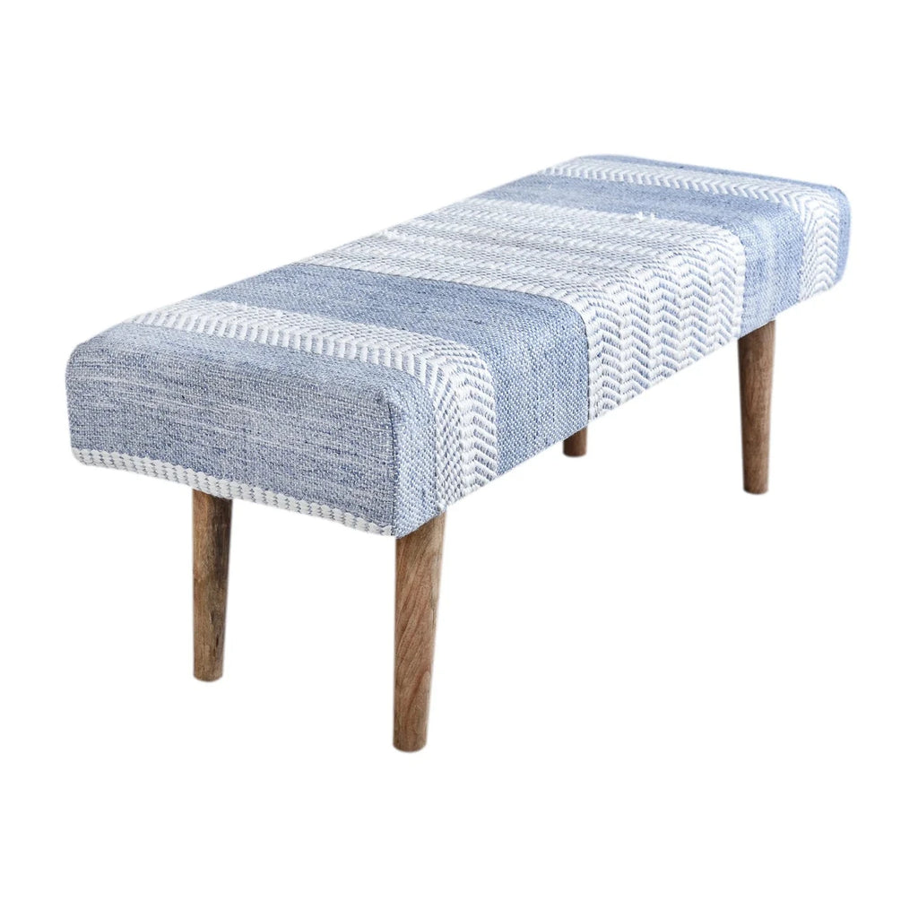 Seaside Stripe Handwoven Bench - Sea Green Designs