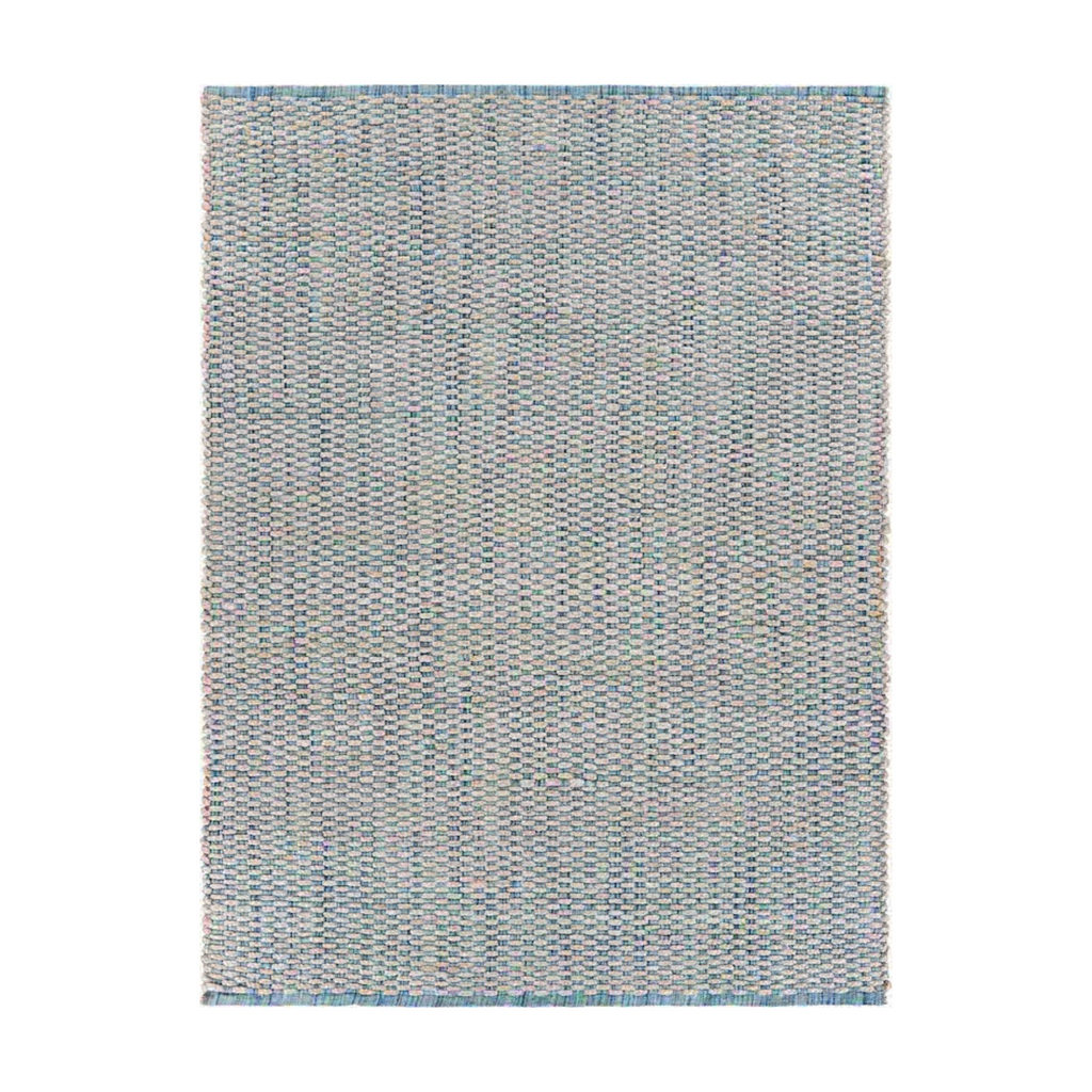 Bleached Hand-Loomed Rug in Bleach/Ivory Blue - Sea Green Designs