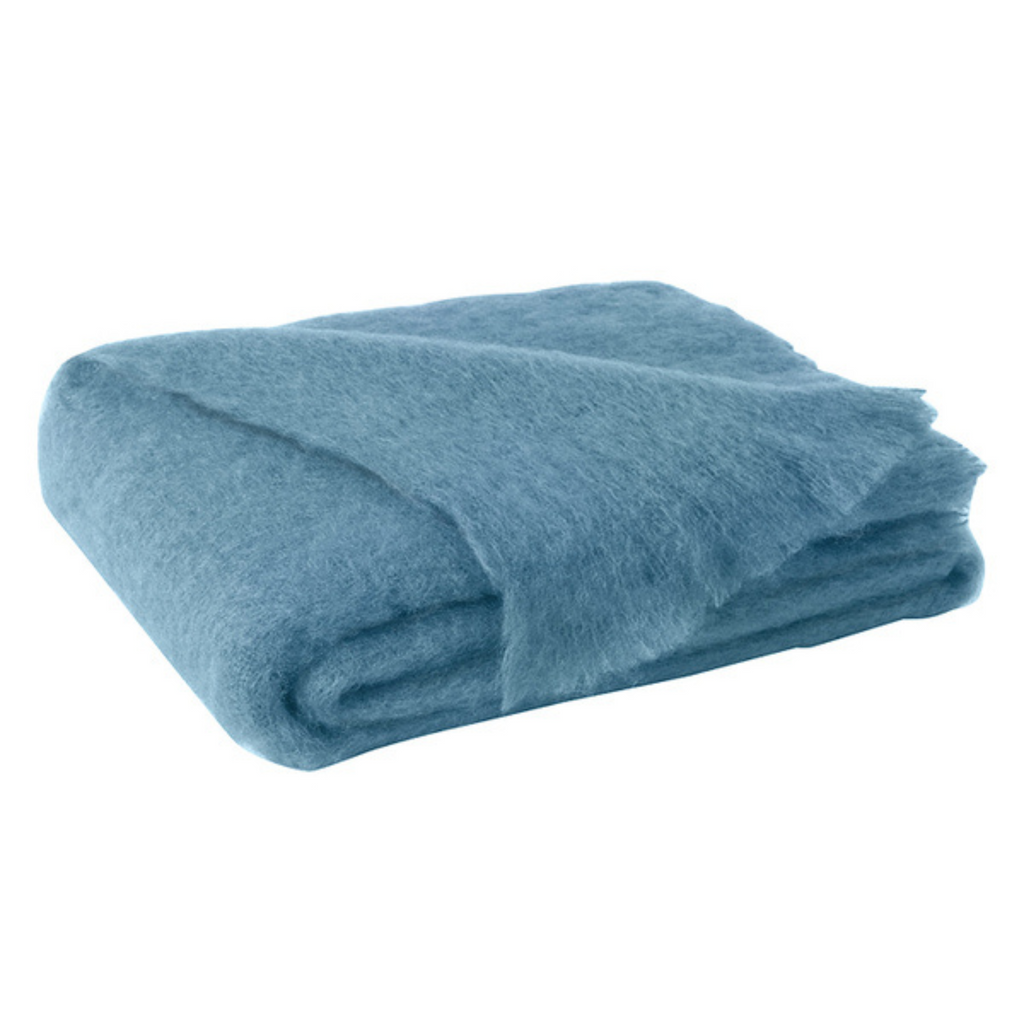 Denim Mohair Throw - Sea Green Designs