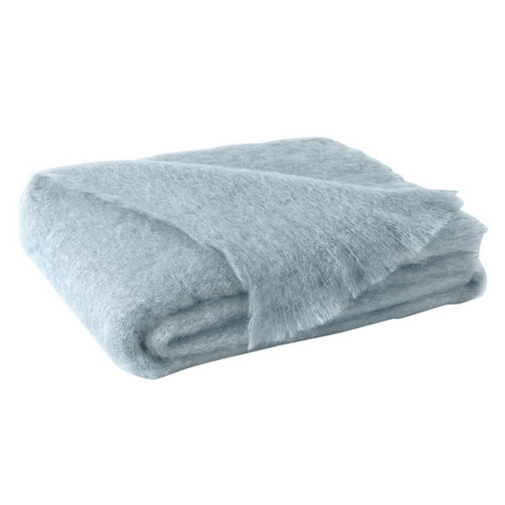 Glacier Blue Brushed Mohair Throw - Sea Green Designs