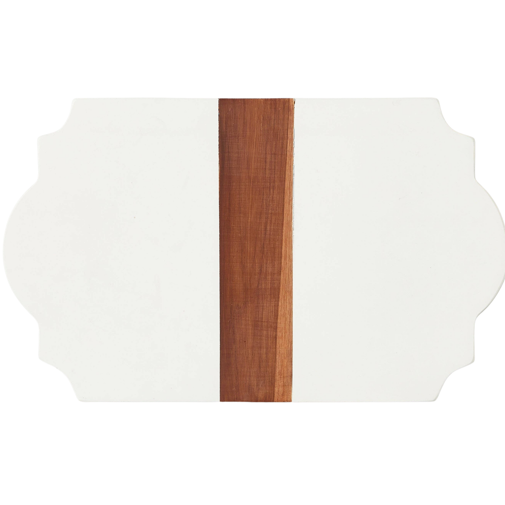 Trefoil Wood Cheese Board Charger in White - Sea Green Designs
