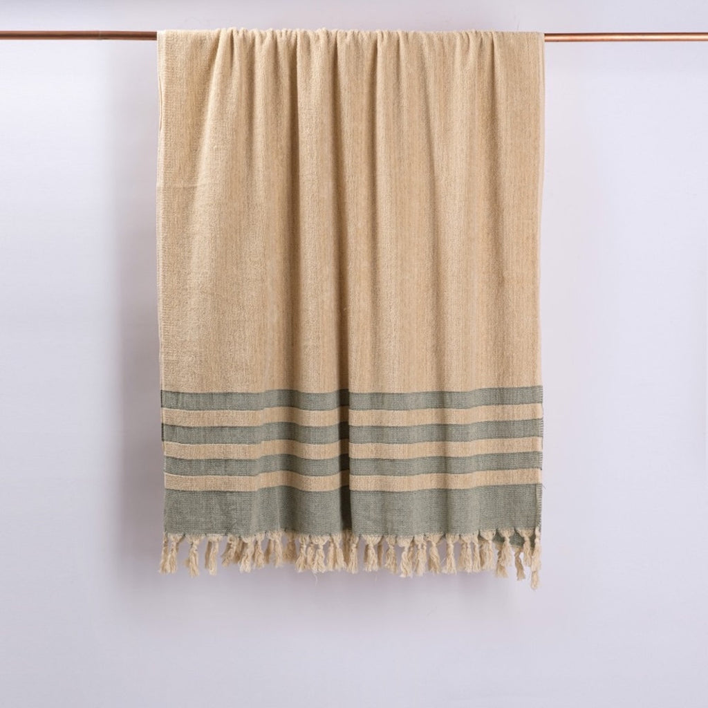 Hand loomed Linen Terry Bath Towel - Sea Green Designs