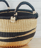 Large Round Two Handle Natural Palette Bolga Baskets - Sea Green Designs