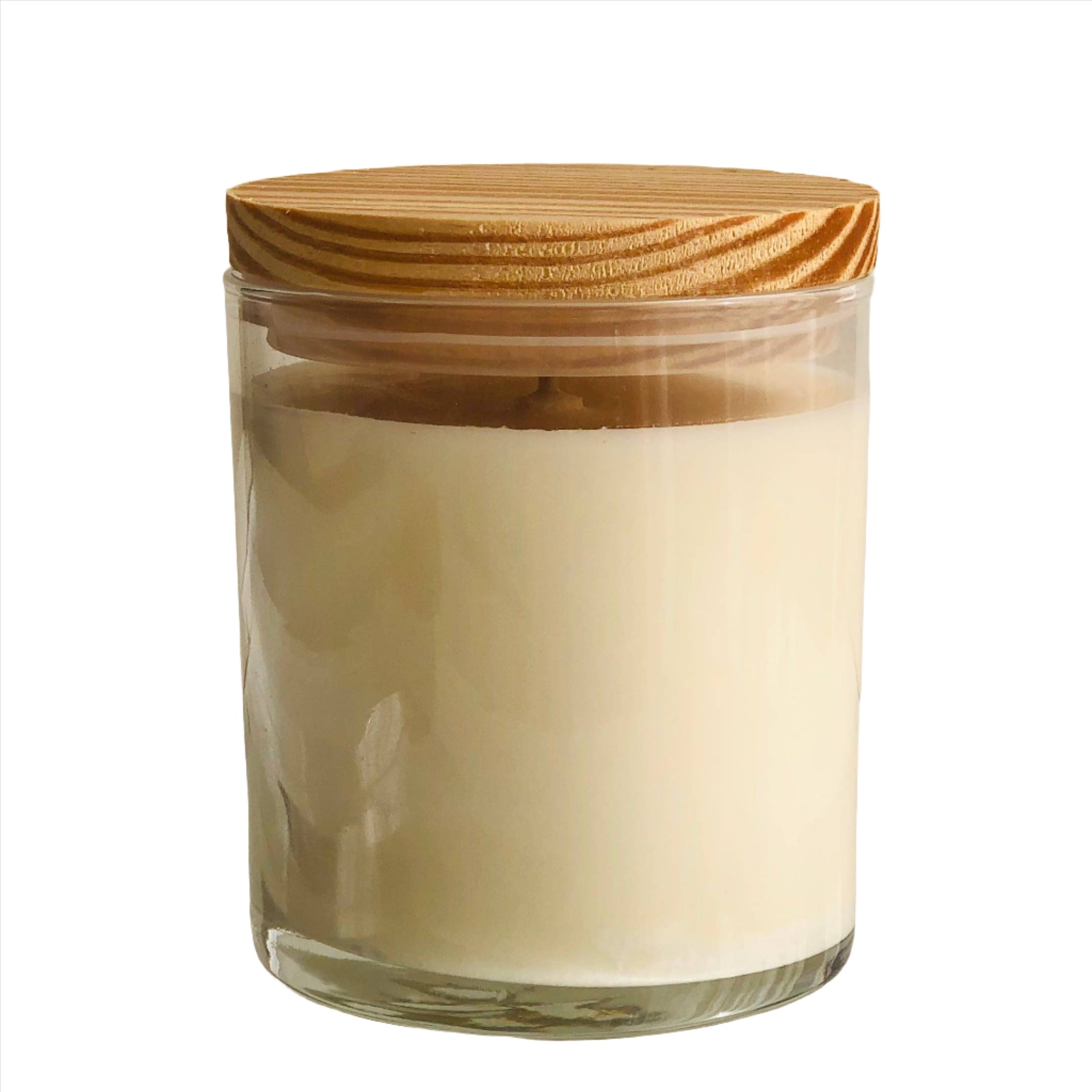 Private Label Custom Scented Candles Clear Glass Wood Lid - Sea Green Designs