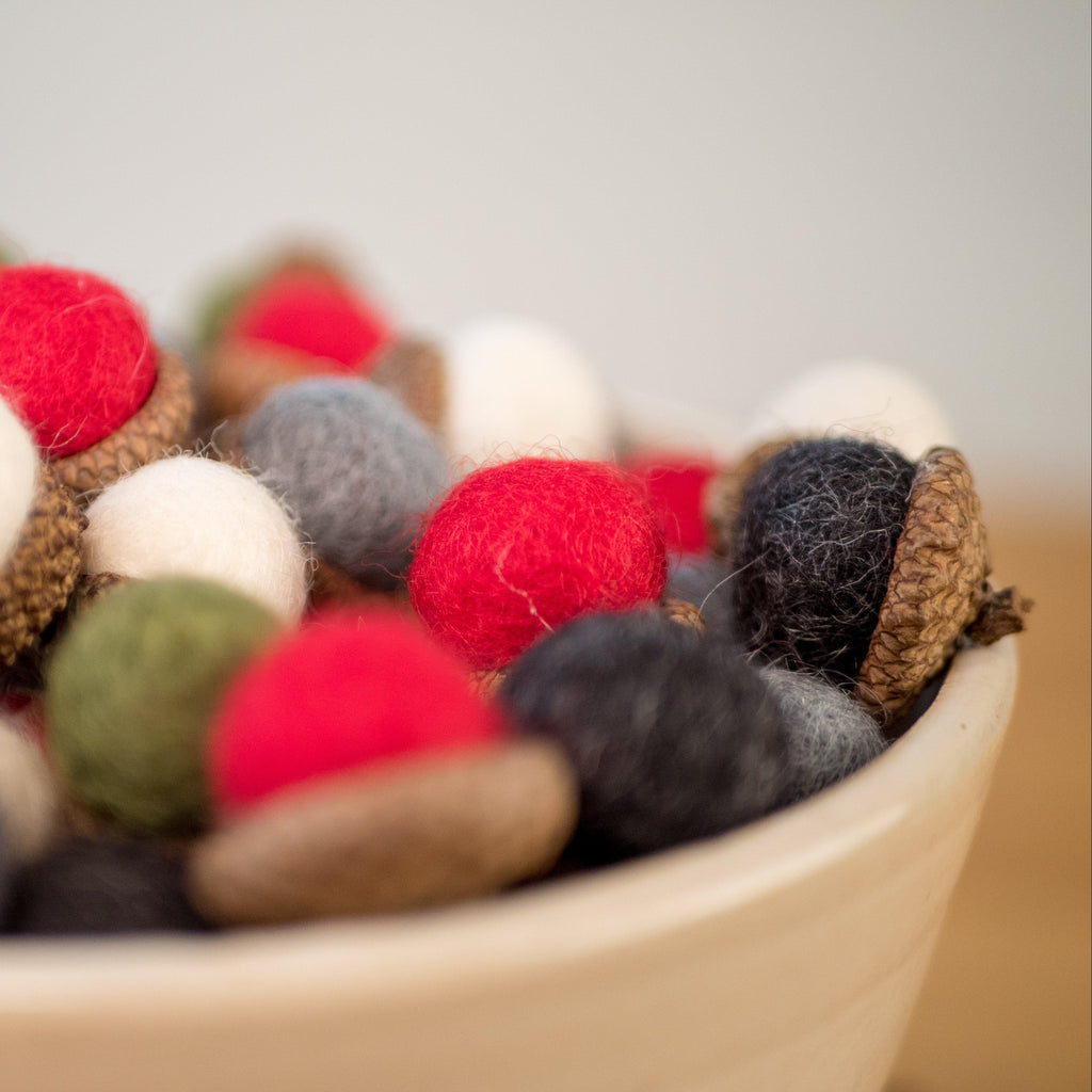 Felt Christmas Acorns, Set of 15 - Sea Green Designs
