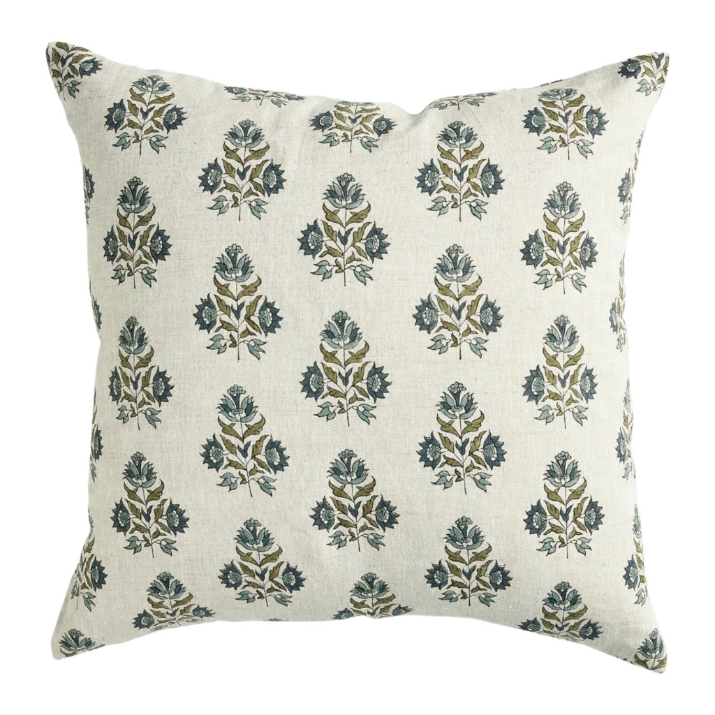 Ankara Slate Linen Cushion - Sea Green Designs