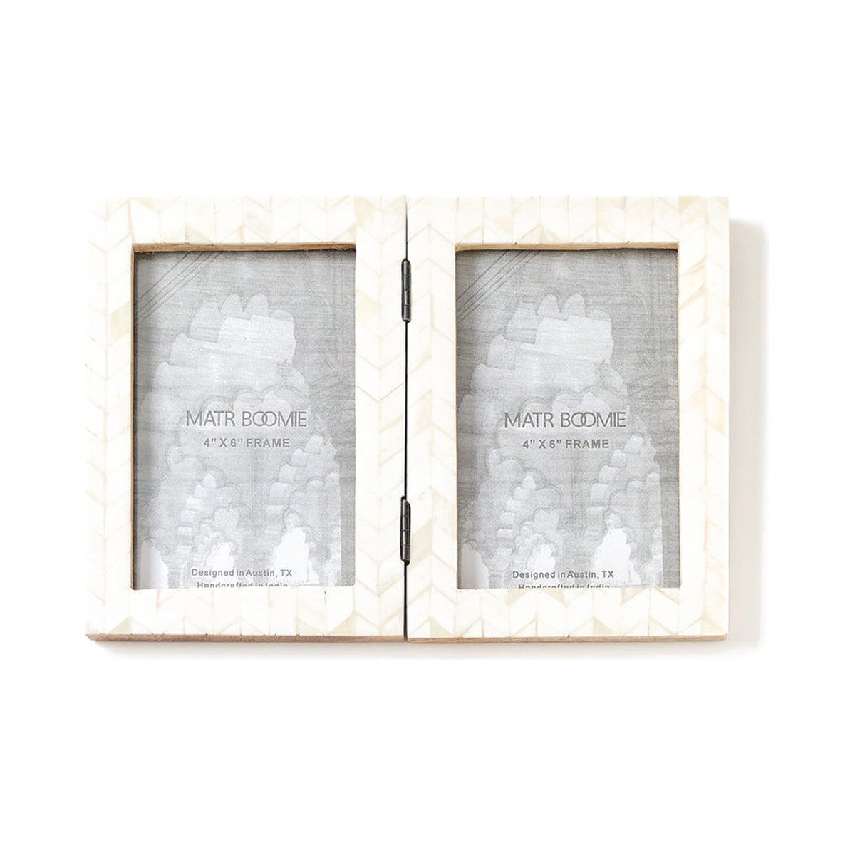 Artemis 4x6 Double Picture Frame, Handcrafted Bone