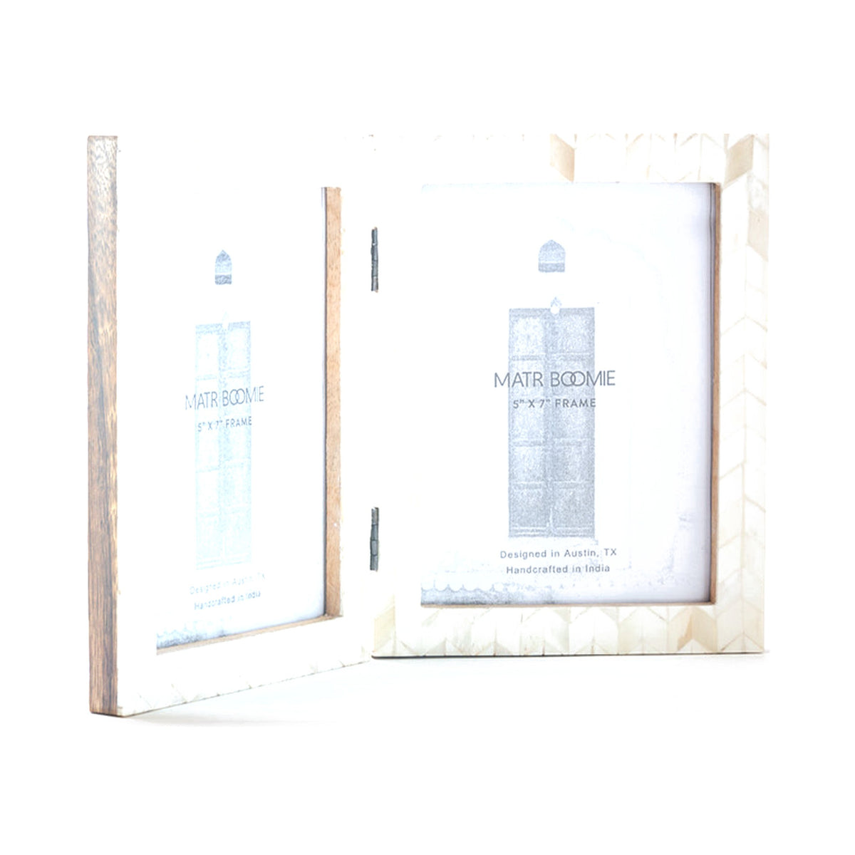 Artemis 5x7 Double Picture Frame in Bone