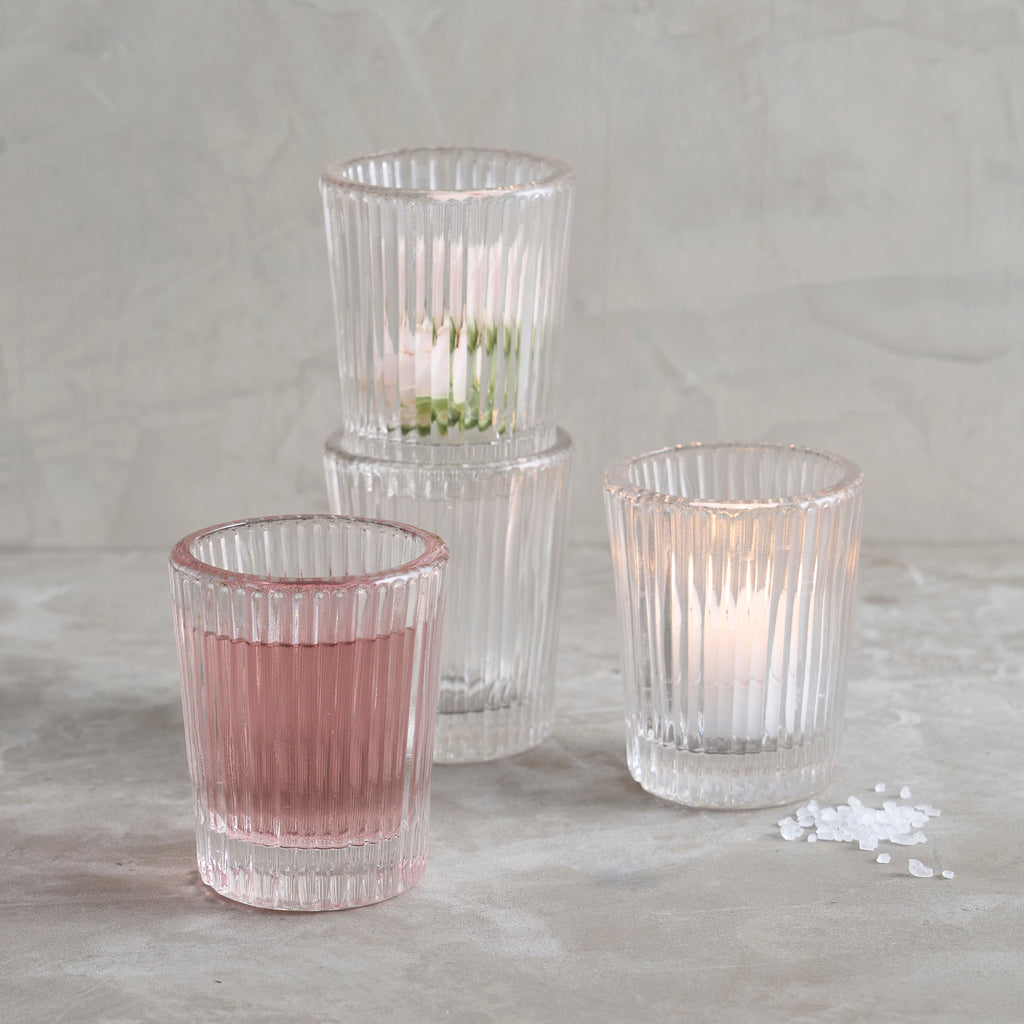 Pressed Clear Juice Glasses, Set of 4 - Sea Green Designs