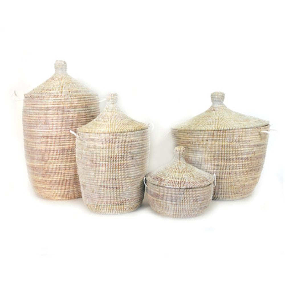 Dou Lid Storage Basket Monochrome White Low Storage - Sea Green Designs