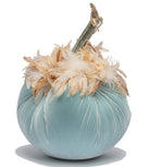 Seafoam Silk Velvet Pumpkin with Ginger Feather Collar - Sea Green Designs