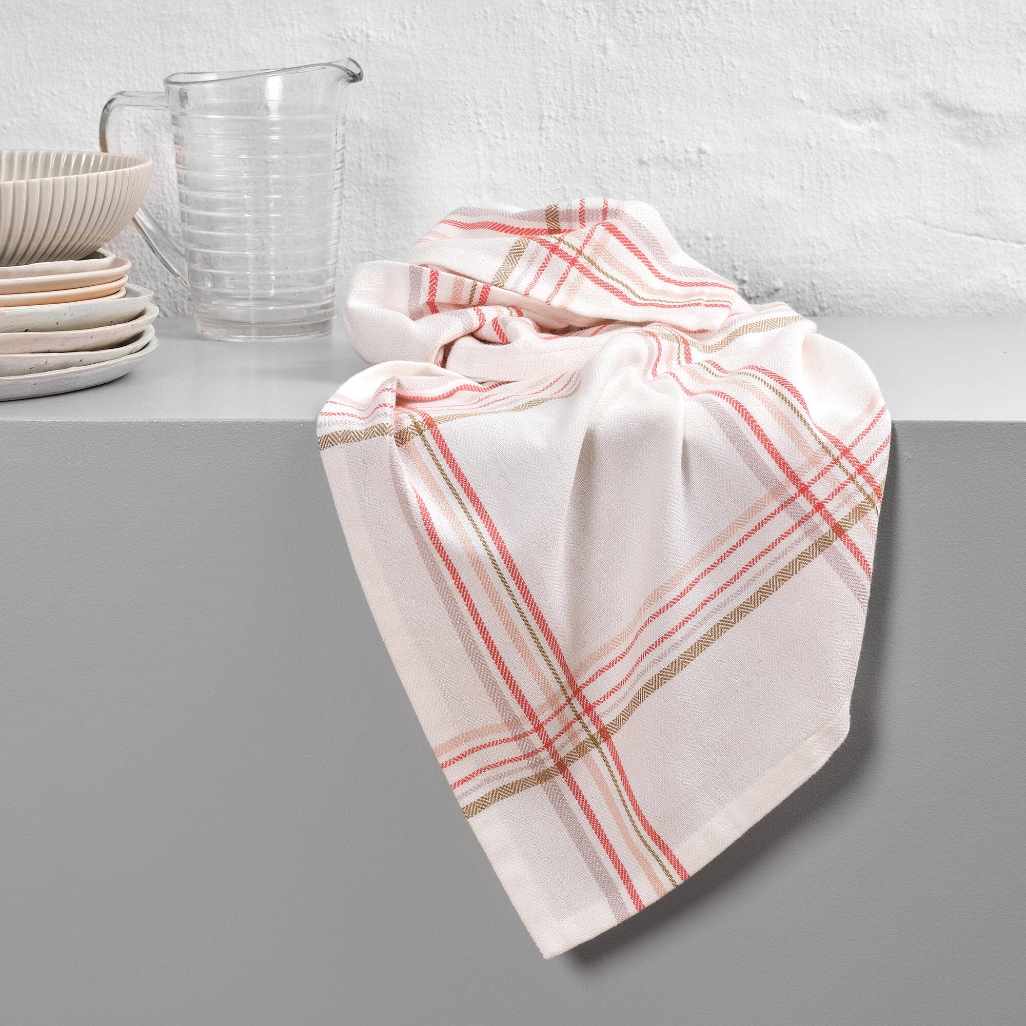 Kitchen Towel in Floral Check - Sea Green Designs