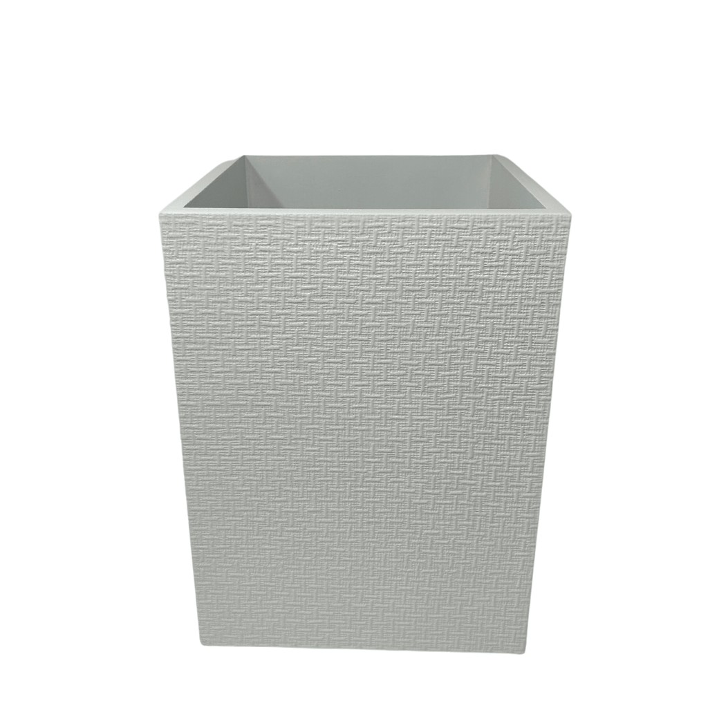 Basket Weave Wastebasket in Wallen White - Sea Green Designs