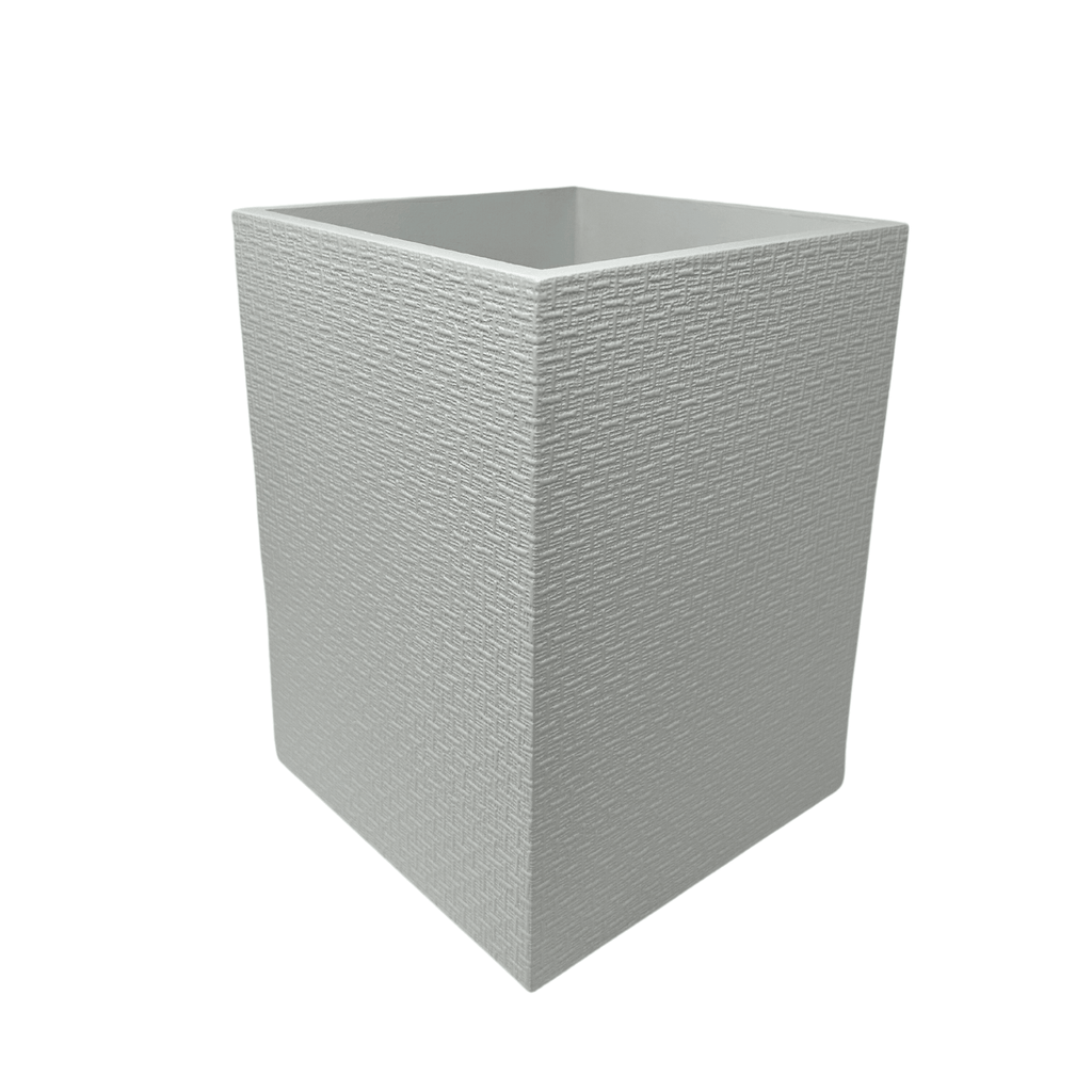 Basket Weave Wastebasket in Wallen White - Sea Green Designs