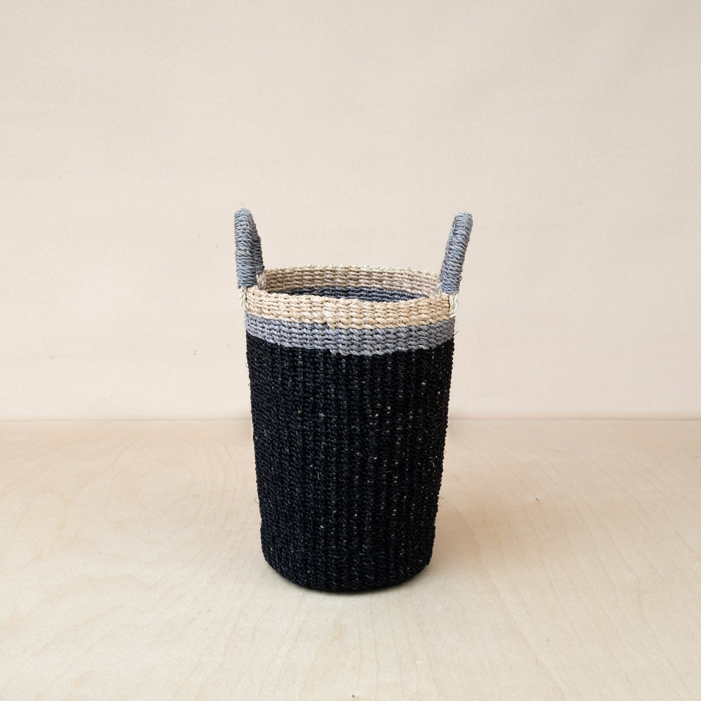 Black Woven Basket Vase - Sea Green Designs