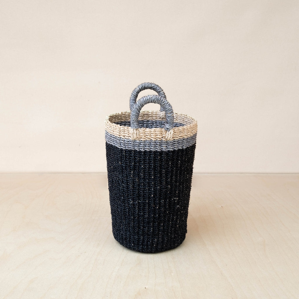 Black Woven Basket Vase - Sea Green Designs