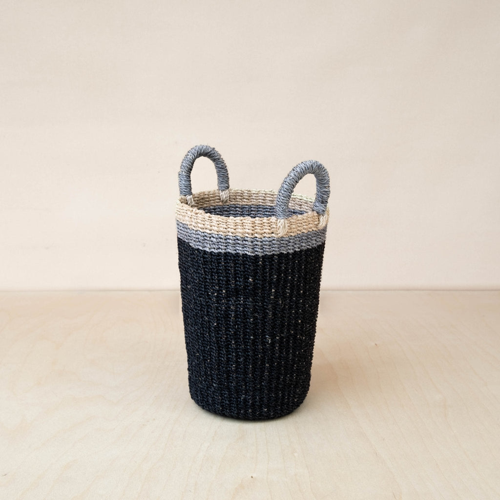 Black Woven Basket Vase - Sea Green Designs