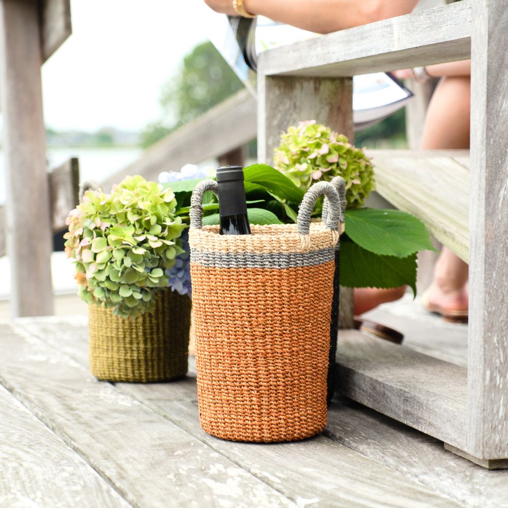 Coral Wicker Basket Vase - Sea Green Designs