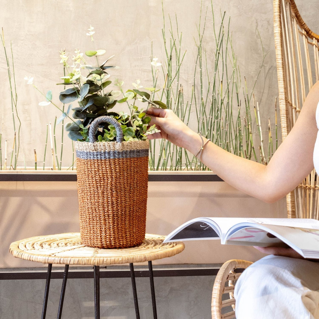 Coral Wicker Basket Vase - Sea Green Designs