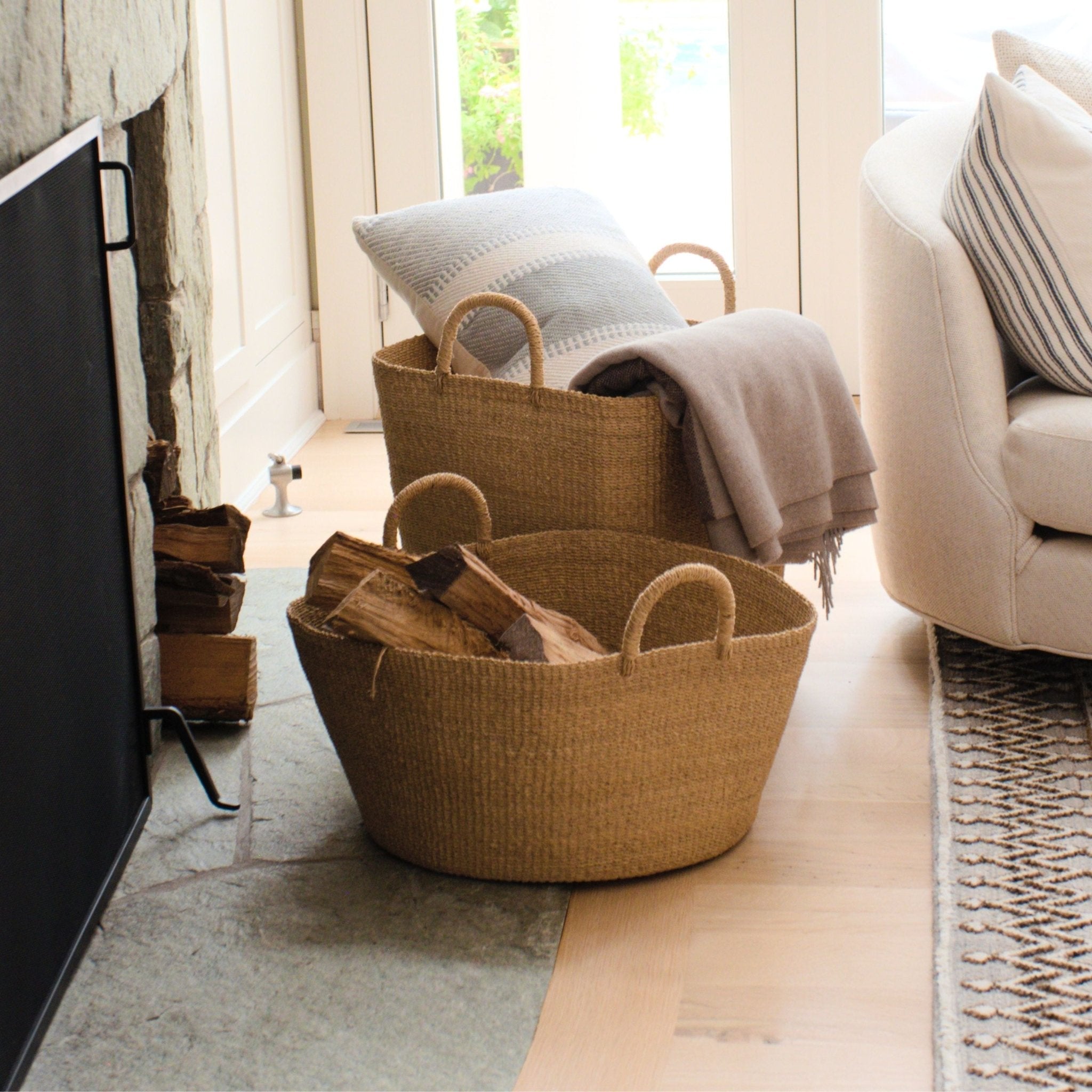 Large Square Wicker Basket - Sea Green Designs