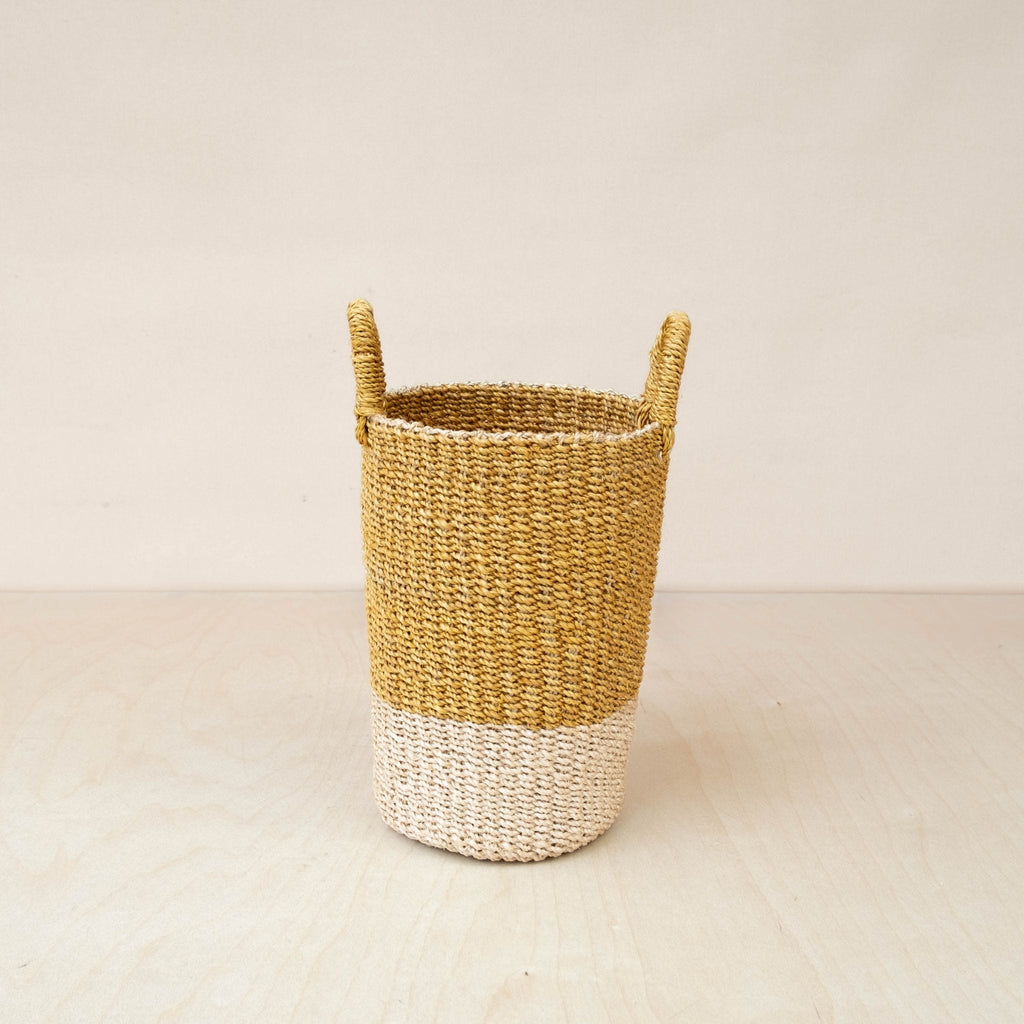 Mustard Tall Woven Basket Vase - Sea Green Designs